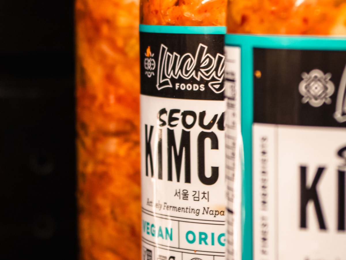 Jars of kimchi, the fermented Korean staple stirred into budae-jjigae's red broth